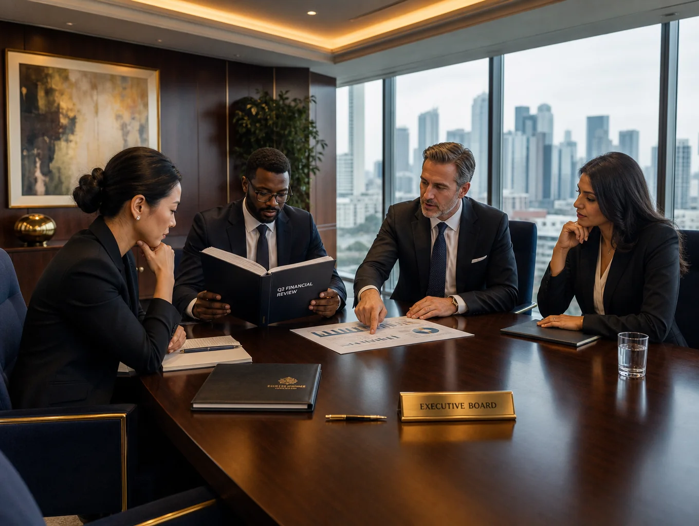 Corporate boardroom representing capital optimization